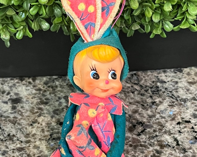 RARE Vintage Easter Bunny Felt Kneehugger Made in Japan 8 Easter Decor