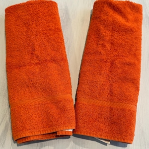 Vintage Royal Classics by Cannon Burnt orange Terry hand towel set of 2 -Halloween bathroom, bright, orange bathroom towel, fall towel
