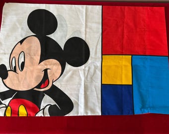 Vintage NOS Walt Disney Mickey Mouse & Minnie Mouse Color Block Standardgröße Kissenbezug-Kinderbettwäsche, Disney-Kissenbezug, Mickey Mouse