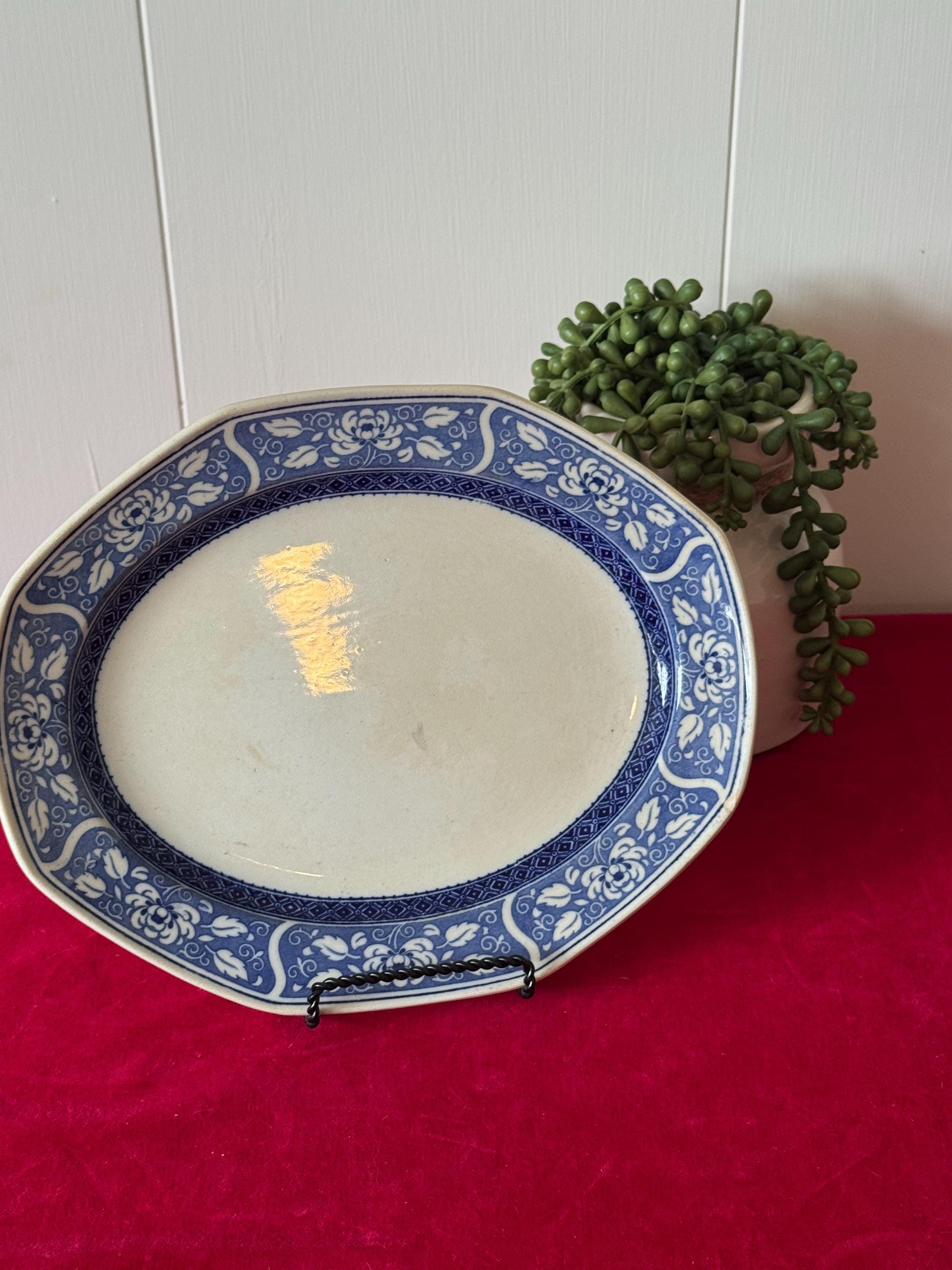 Blue Floral Vintage Platter - Etsy