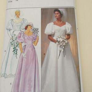 RARE 1980's Butterick Sewing Pattern 4766 Misses Bride Wedding Bridal Bridesmaid Gown, Dress, Size 10, UNcut - bridal gown