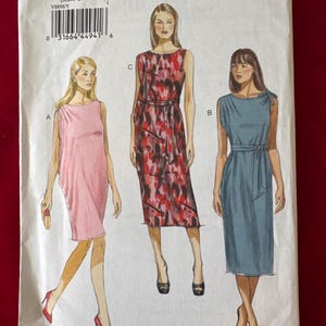 Vogue Sewing Pattern 8898 Misses Short or Mid Length Grecian Shoulder Style Dress  Size 4-14 uncut- summer dress, Grecian dress