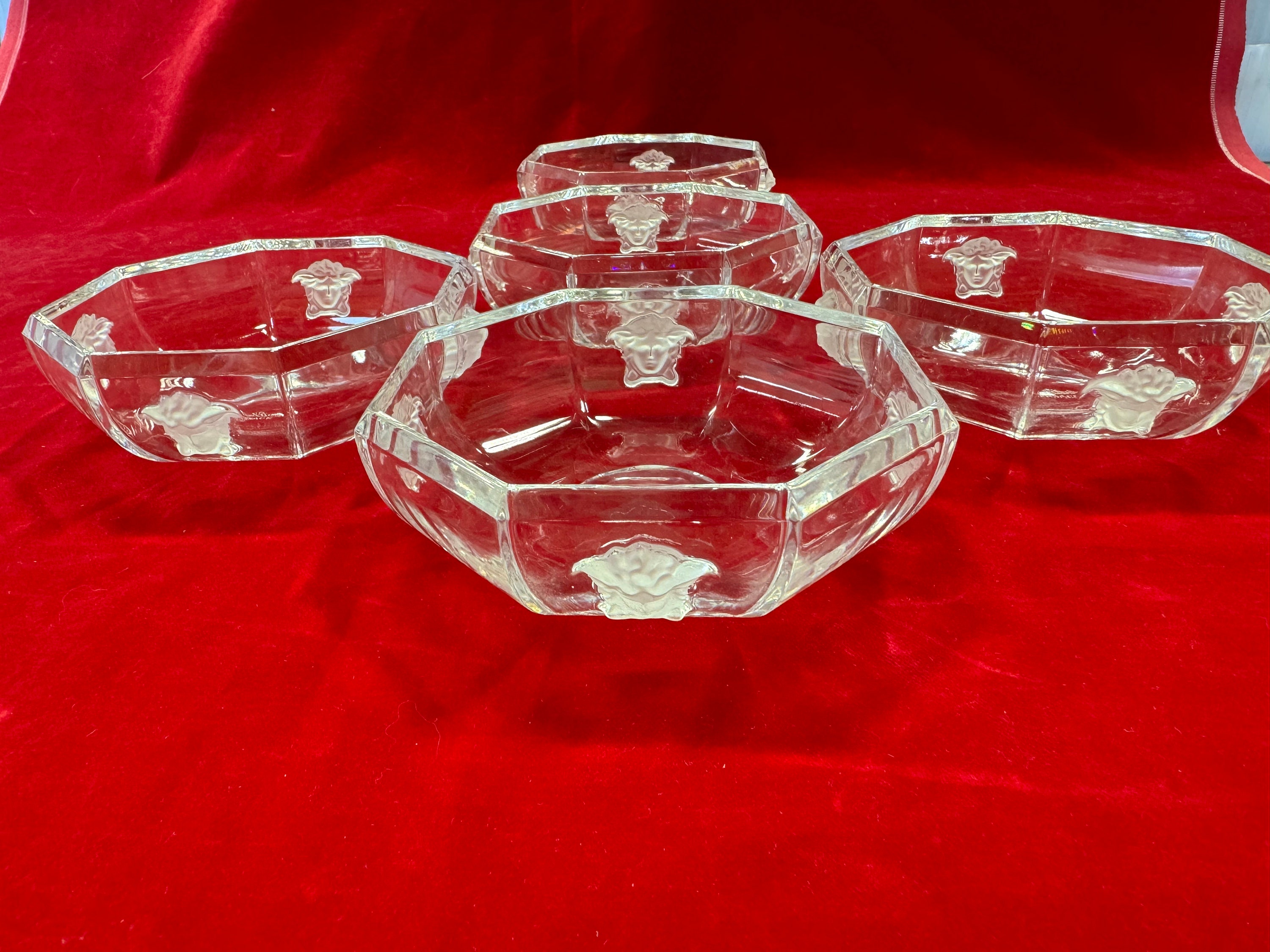 5 Rosenthal Versace Lumiere Medusa Crystal Candy or Fruit 5 Rosenthal Versace Lumiere Medusa Crystal Candy or Fruit