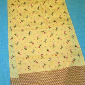 Vintage Oblong Yellow Silk Floral Scarf by The Metropolitan Museum of Art Made in Japan 14&quot; X 54&quot; - head scarf, silk scarf