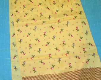 Vintage Oblong Yellow Silk Floral Scarf by The Metropolitan Museum of Art Made in Japan 14" X 54" - head scarf, silk scarf