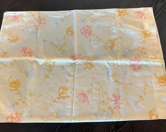 Vintage Dan River Dantrel Yellow & Orange Floral Standard Pillowcase- yellow bedding, romantic bedding, romantic bedroom, feminine bedroom