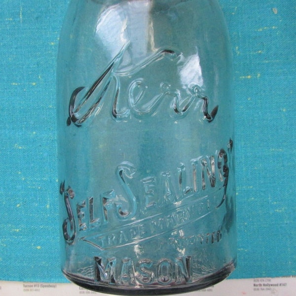 RARE Vintage KERR "Self Sealing" Patented Mason Jar with Zinc Lid Glass Jar; 9"T X 4"W, vintage Kerr Mason Jar, Oklahoma