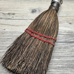 Vintage Antique Rustic Corn Fiber Whisk Broom with Wire Wrapped Handle Fits Rite 4&quot; w x 8&quot; - whisk broom, rustic broom, primitive, farmhouse