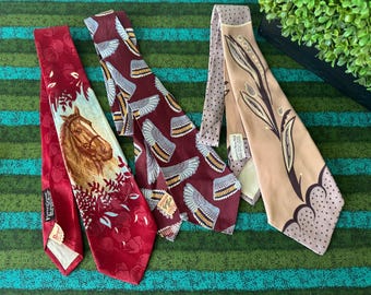 1930/40’s Men's Regal Cravat or Cheney Cravats Silk Necktie Grand Rapids Mi Stores ~ 40's swing necktie, American Game birds tie-  U CHOOSE