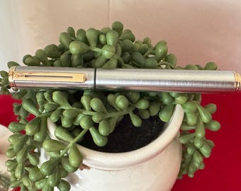 Bolígrafo Sheaffer de acero inoxidable cepillado con detalles dorados - Coleccionista de Sheaffer, coleccionista de bolígrafos