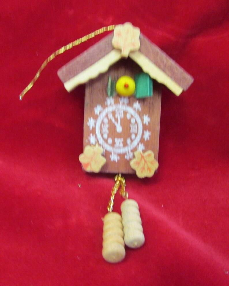 Vintage Wood Wooden Cuckoo Clock Christmas Ornament 4 Etsy