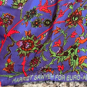 Vintage Harriet Sawyer for American Textiles Purple Floral Rayon fabric 56&quot; W x BTY -blouse fabric, rayon fabric, designer fabric