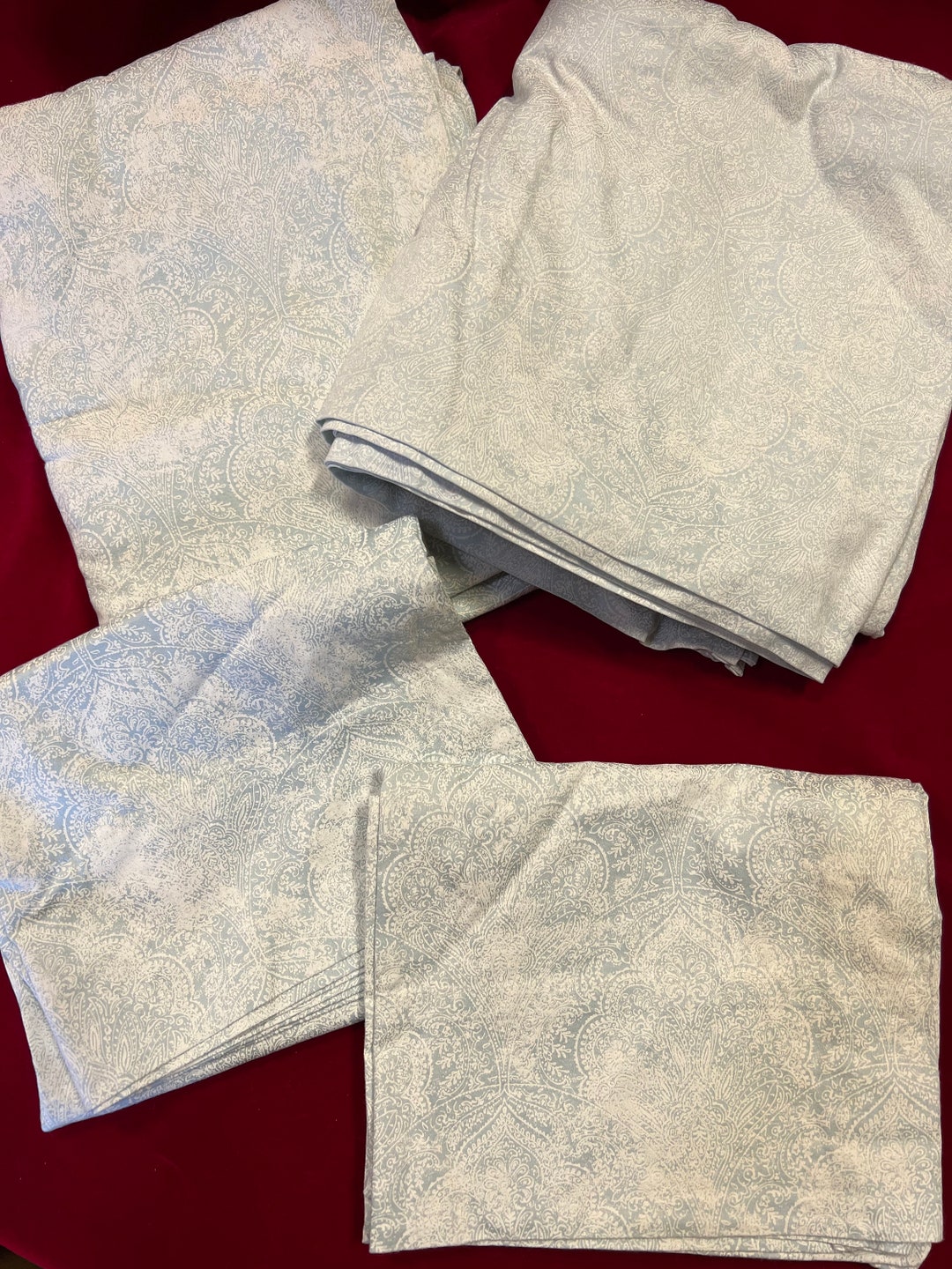 Raymond Waites Blue & White Pattern 100 Cotton Sateen Set of Etsy