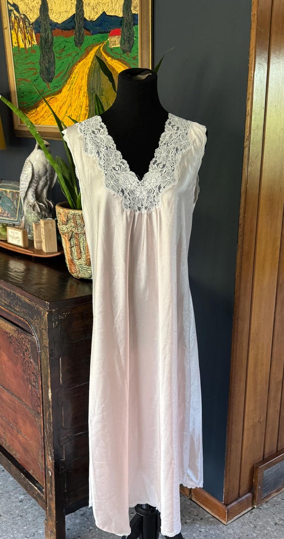 Vintage Christian Dior Pink Satin Peignoir Sleeveless Nightgown