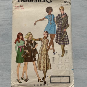 1970’s Butterick Sewing Pattern 5887 Misses High Waist Wrap Front Short or Long  Dress Size 14 Cut- boho dress, jumper dress