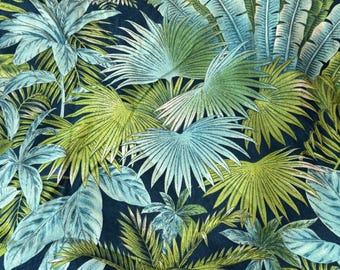 Tommy Bahama Outdoor Bahamian Breeze 56" W x BTY~ Green and Blue Tropical Leaves Fabric