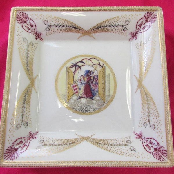 RARE 1998 Global Golden Circle GRIMALDI Manufacture de Monaco Square Dish Plate, 7"- collectible dish, Erich Rozewicz, IBM seal