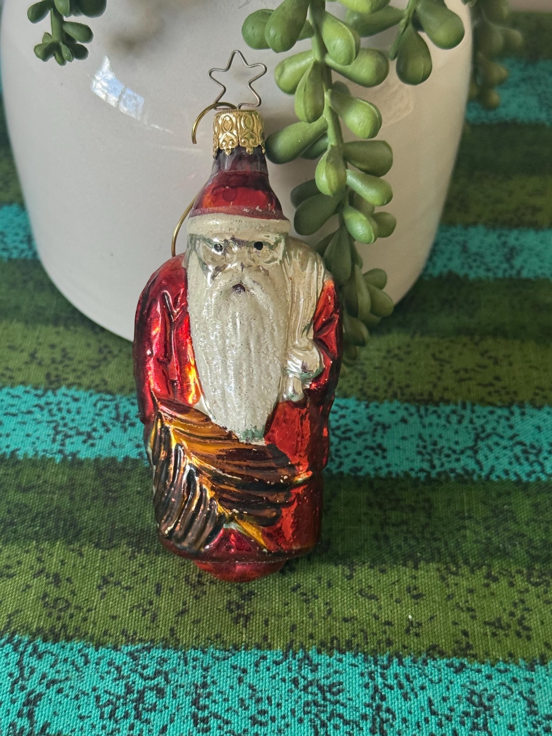 Vintage Inge Glas Red Old World Santa Claus Christmas Ornament With ...