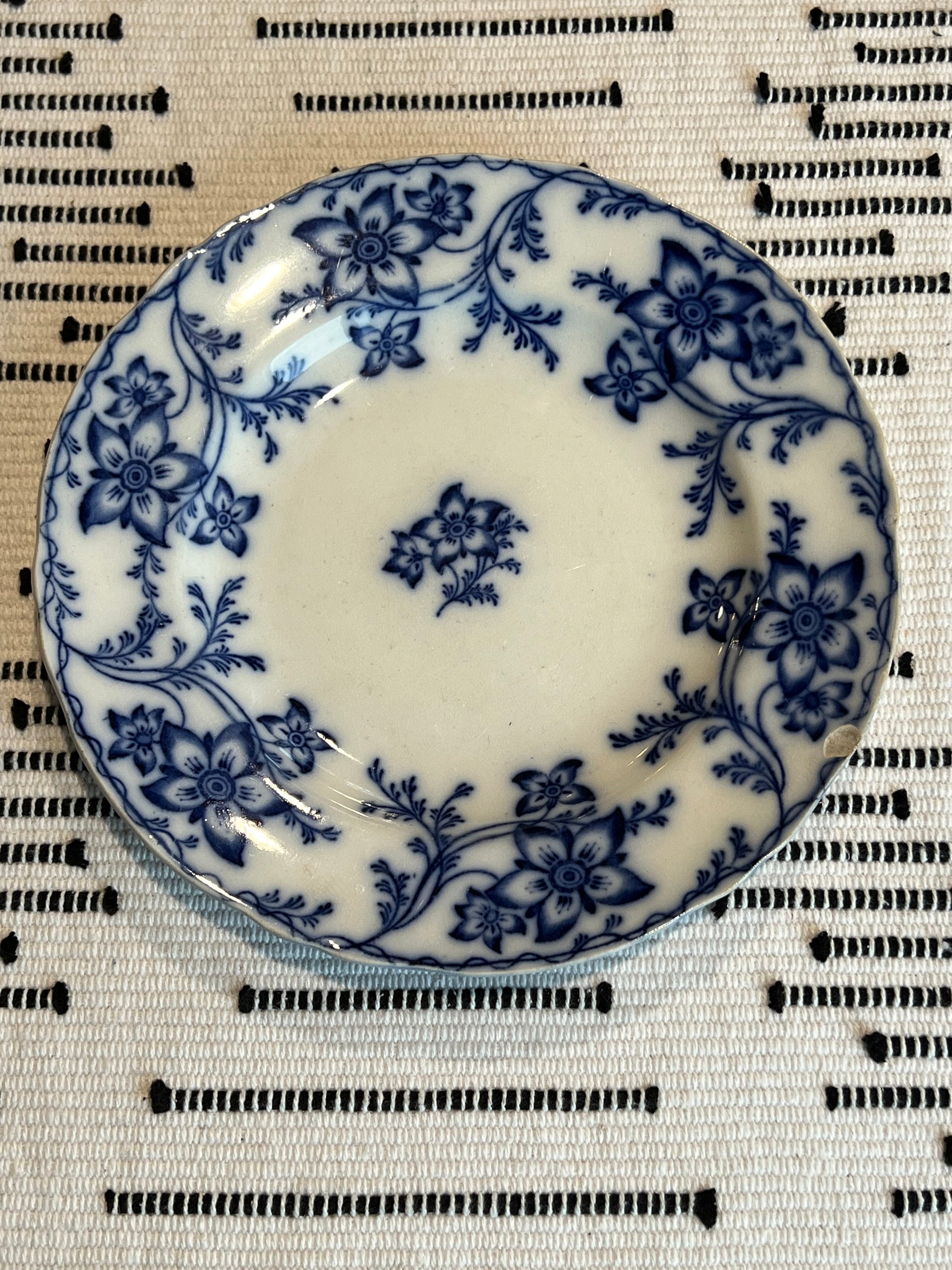 Antique Minton Anemone Flow Blue Plate – 9” English China With