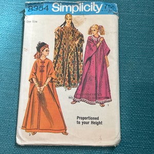 1969 Simplicity Sewing Pattern 8354 Misses Long Caftan MuuMuu Dress ONE Size Uncut- long caftan pattern, caftan pattern, proportioned dress