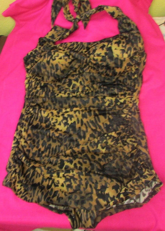 Vintage SUDDENLY SLIM Animal Print Brown & Black … - image 1