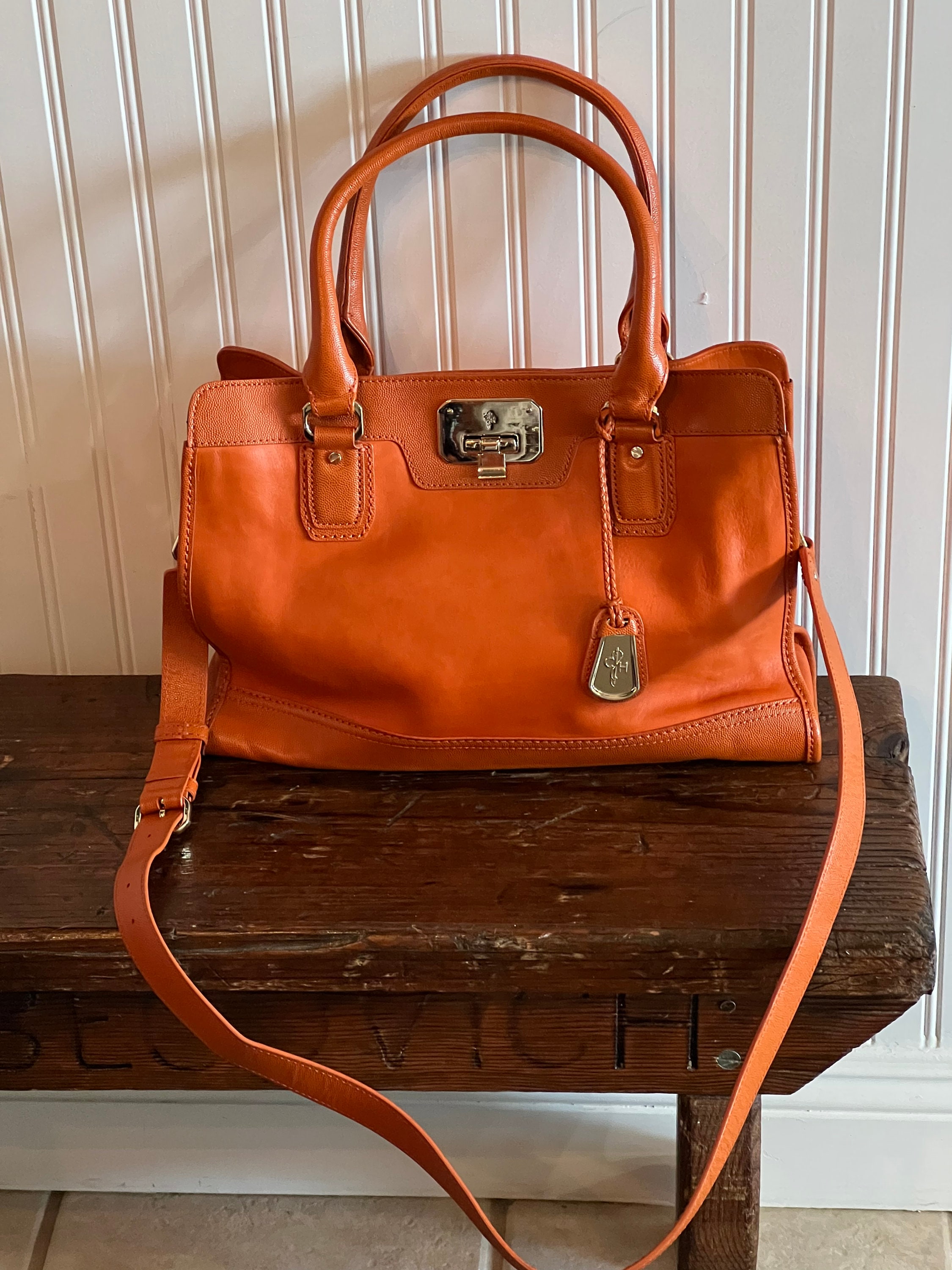 Buy the Cole Haan Leather Belted Satchel