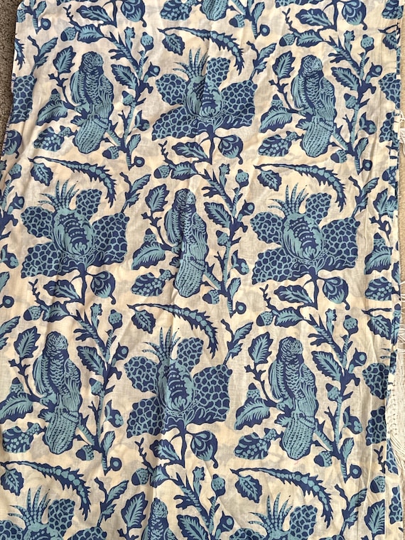 Vintage Blue & White Lightweight Cotton Batik Tropical Fabric 42” X 20" by Cranston Print Works~ blue lightweight cotton fabric