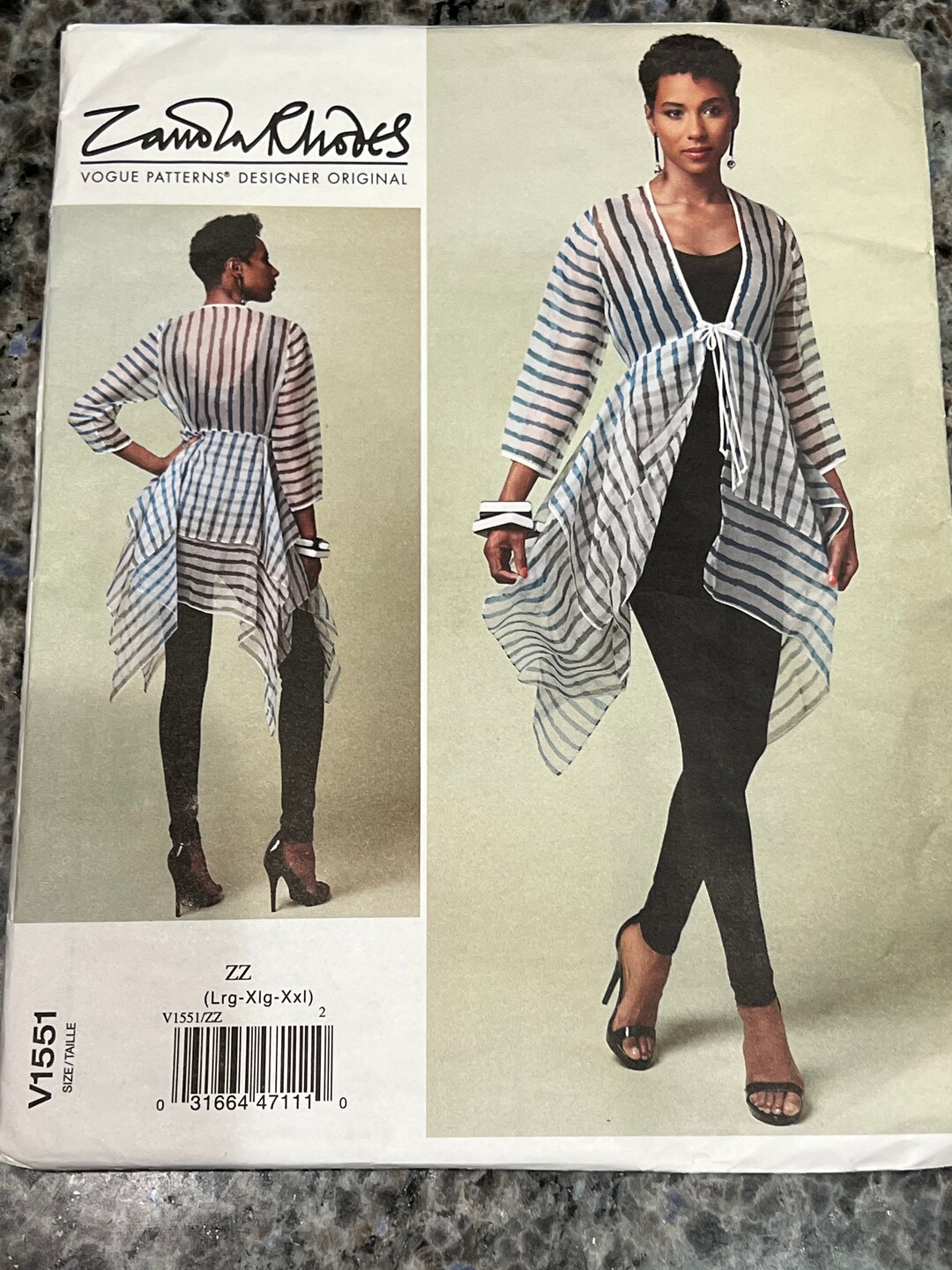 Vogue Designer Sewing Pattern 1551 ZANDRA RHODES Misses Tiered Coverup