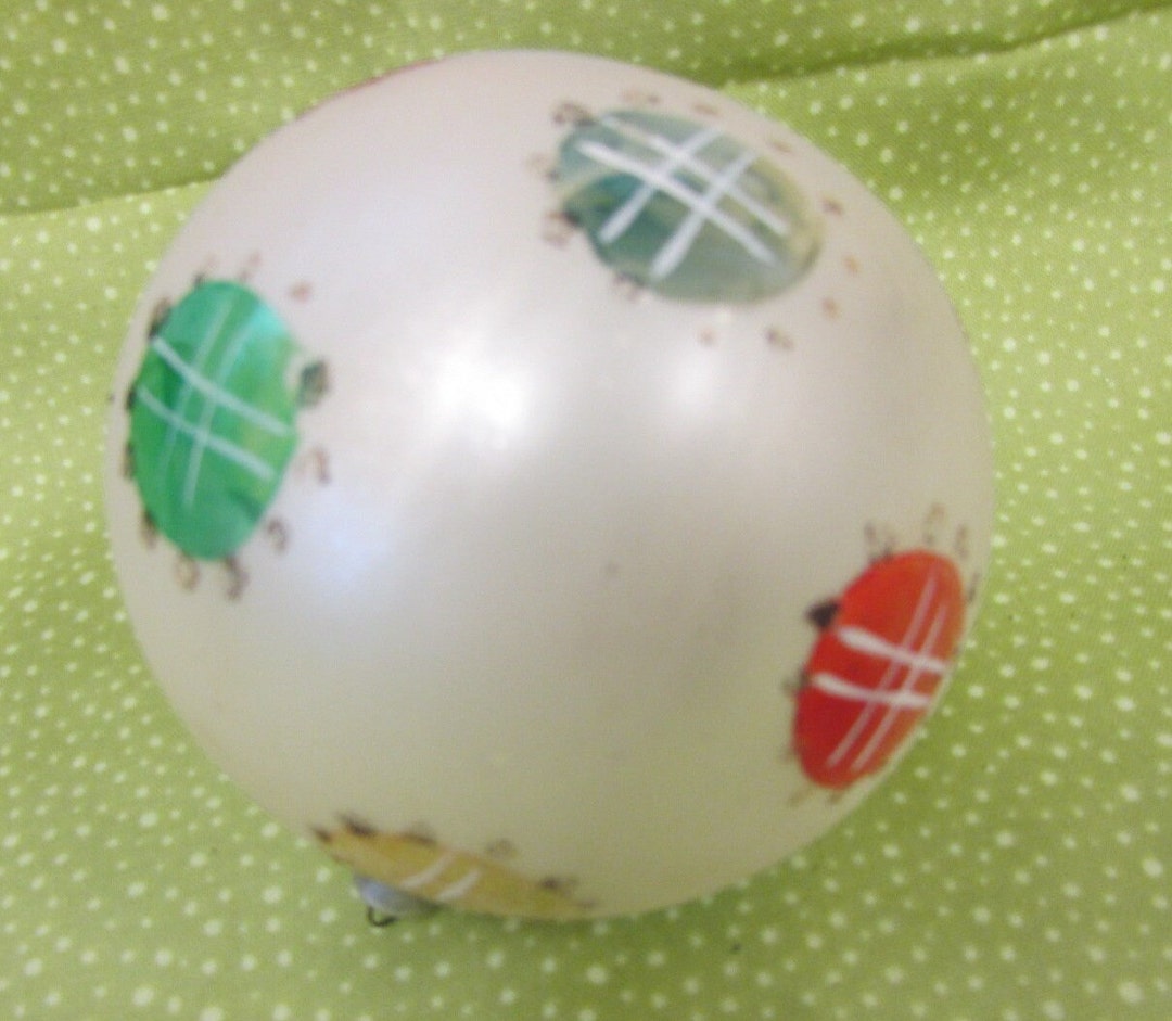 RARE Vintage White Mercury Glass Multi Color Christmas Ornament, 3 3/4d
