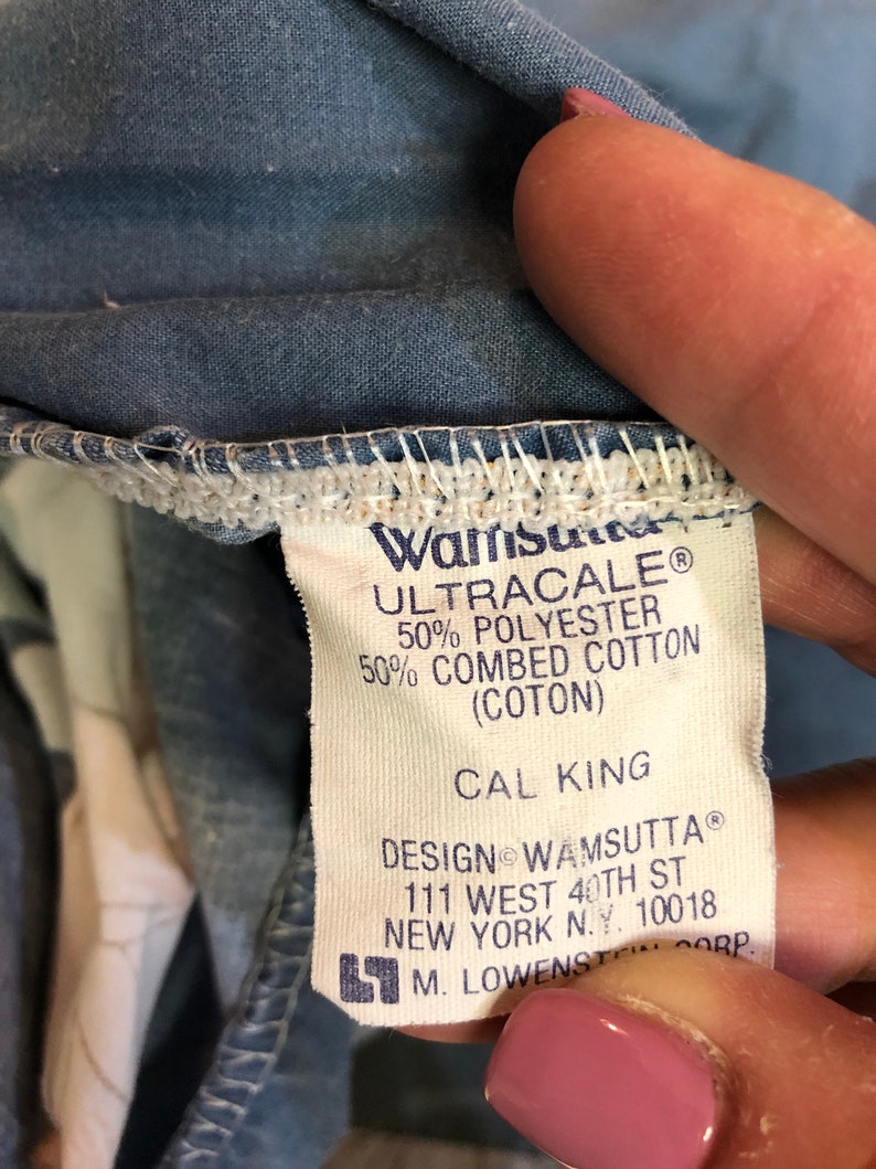 Wamsutta cal king bedding RARE Vintage Wamsutta Ultracale Blue Lotus Flower Cal King Fitted Sheet and Two King Size Pillowcases lotus bed