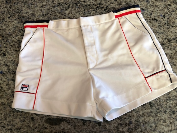 Vintage 1970's FILA Mens White Tennis Shorts Polye