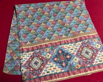 Vintage 1970er BIBB Western Southwest König Kissenbezug Aztekischer geometrischer Druck ~ westliches Dekor, westliches Schlafzimmer, südwestliches Dekor, Azted-Bettwäsche