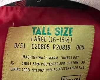 Vintage NWT 1980's Sears Mens Red Plaid Quilt Lined Flannel