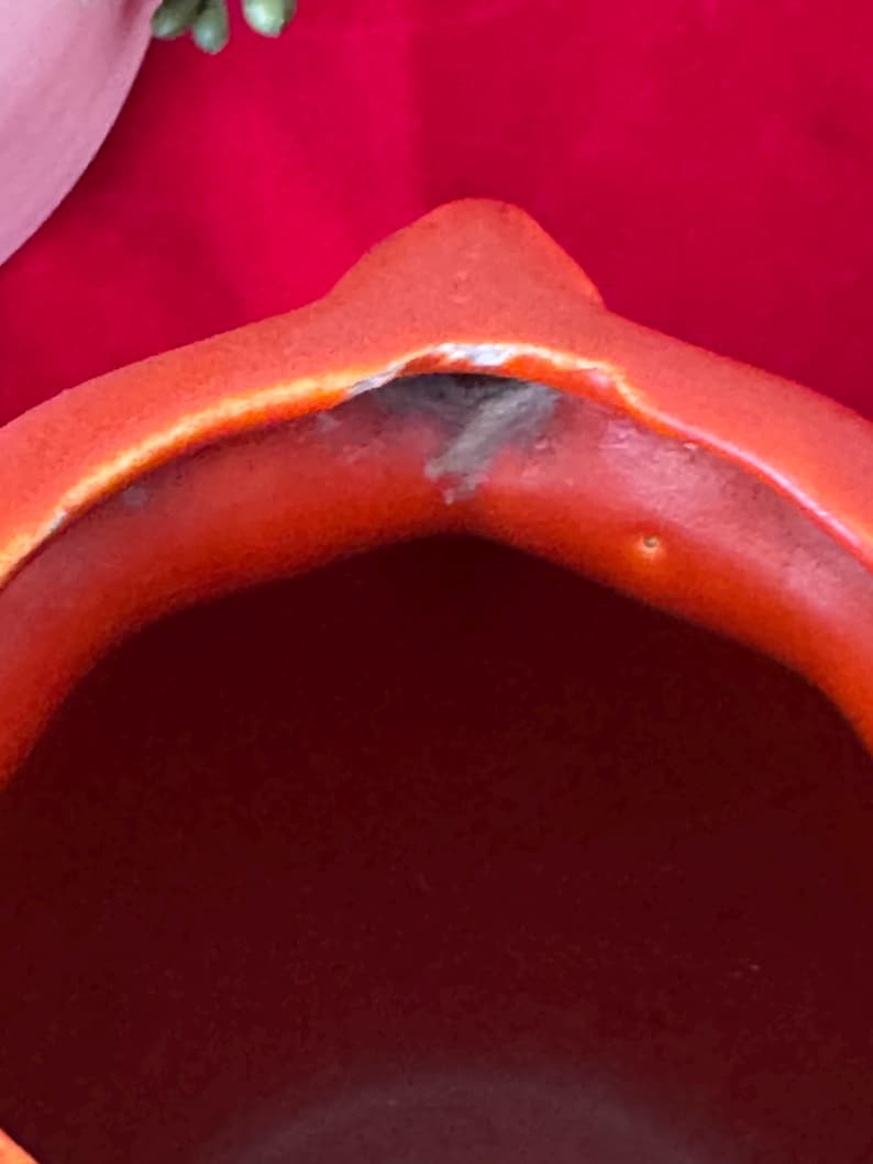 1960/70’s Bright Orange Vase Tudor CA Modern Pottery Orange Small Vase- California pottery, orange ceramic vase image 2