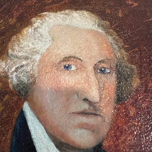 Antique George Washington Portrait in Thick Gold Frame 17” x 19”- patriotic oil painting, President oil painting, antique art image 5