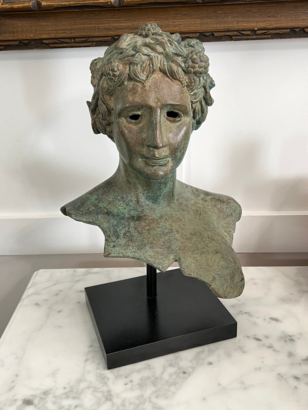 RARE Ancient Bronze Sculpture Head of Grecoroman God Dionysus God of