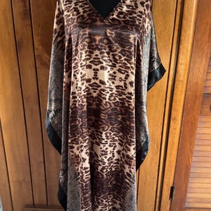 Winlar Animal Print Polyester Long Caftan Beach Coverup One Size - polyester caftan, animal print caftan, Winlar caftan