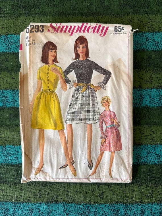 1960s mini dress pattern Burda 27120 Vintage 1960s Highwaisted Mini Dress Sewing Pattern Baby Doll Dress Regencycore Dress Puffy Sleeves Dress