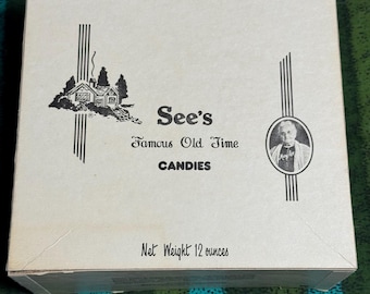 Vintage SEE'S Candy Square 12 Oz Cardboard Box Empty~ 7 1/2