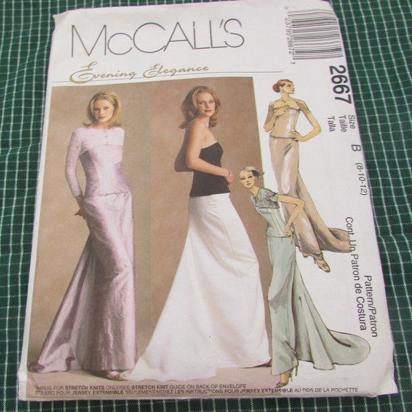 2000 McCalls Sewing Pattern 2667 Misses EVENING ELEGANCE Formal Dress, Prom Dress, Wedding; Size 8-12, cut to 10 -  shrug, bustier and skirt