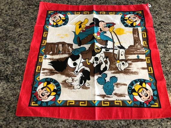 1990'S Red Mickey Mouse Cowboy Cotton Polyester Sc