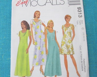 1998 EASY McCall's Sewing Pattern 9313 Spring or Summer Loose Fitting Dress, Size 10-14, UNcut - 1990s loose fitting dress