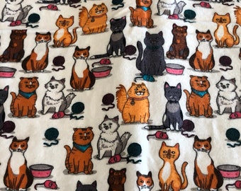 Snuggle by Joann Fabrics Cat Feline Flannel Cotton Fabric 40" x 35" Long- cotton flannel fabric, Snuggle fabric, cat flannel fabric