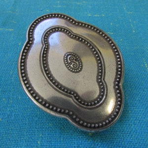 Vintage SILVER CREEK Belt Buckle with Inlayed Dots of Silver and S Symbol; 3 1/2" X 2 3/4"; silver belt buckle