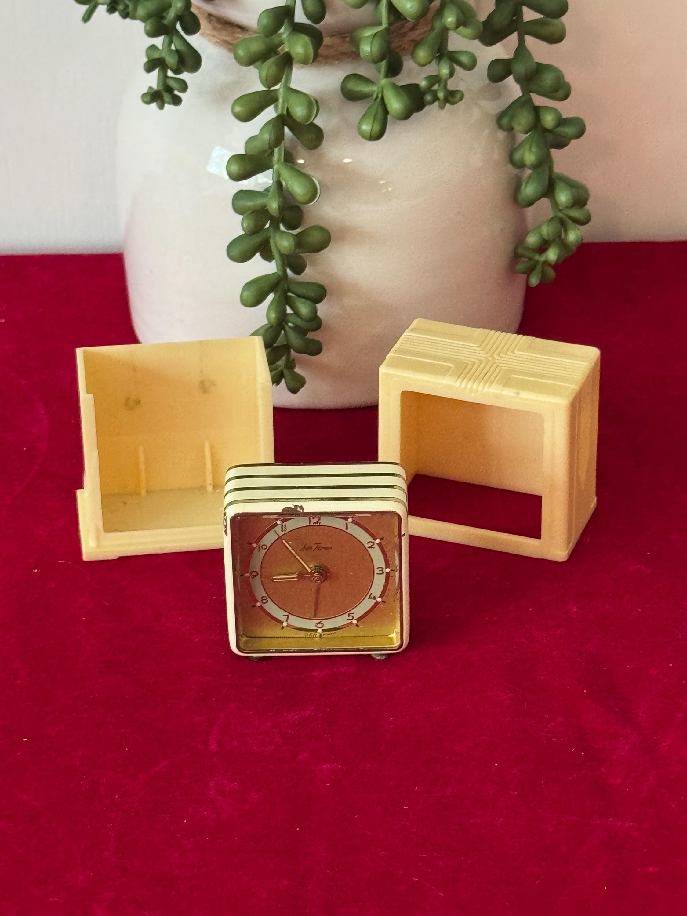 VERY RARE Seth Thomas Art Deco Enameled Mini Travel Alarm Clock
