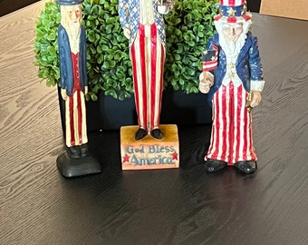 U CHOOSE~ Vintage Uncle Sam Resin Statue Figurine Red White & Blue ~Enesco Jim Shore, 1999 Blue Sky 0r Uncle Sam Candleholder