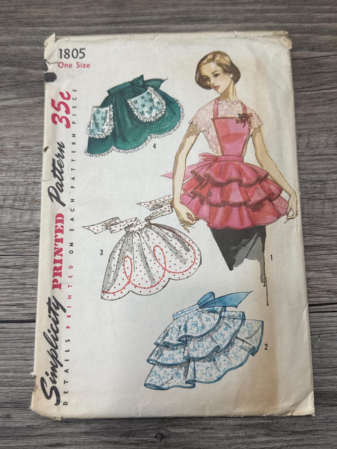 RARE 1950's Simplicity Sewing Pattern 1805 Misses Aprons - Full Tiered ...