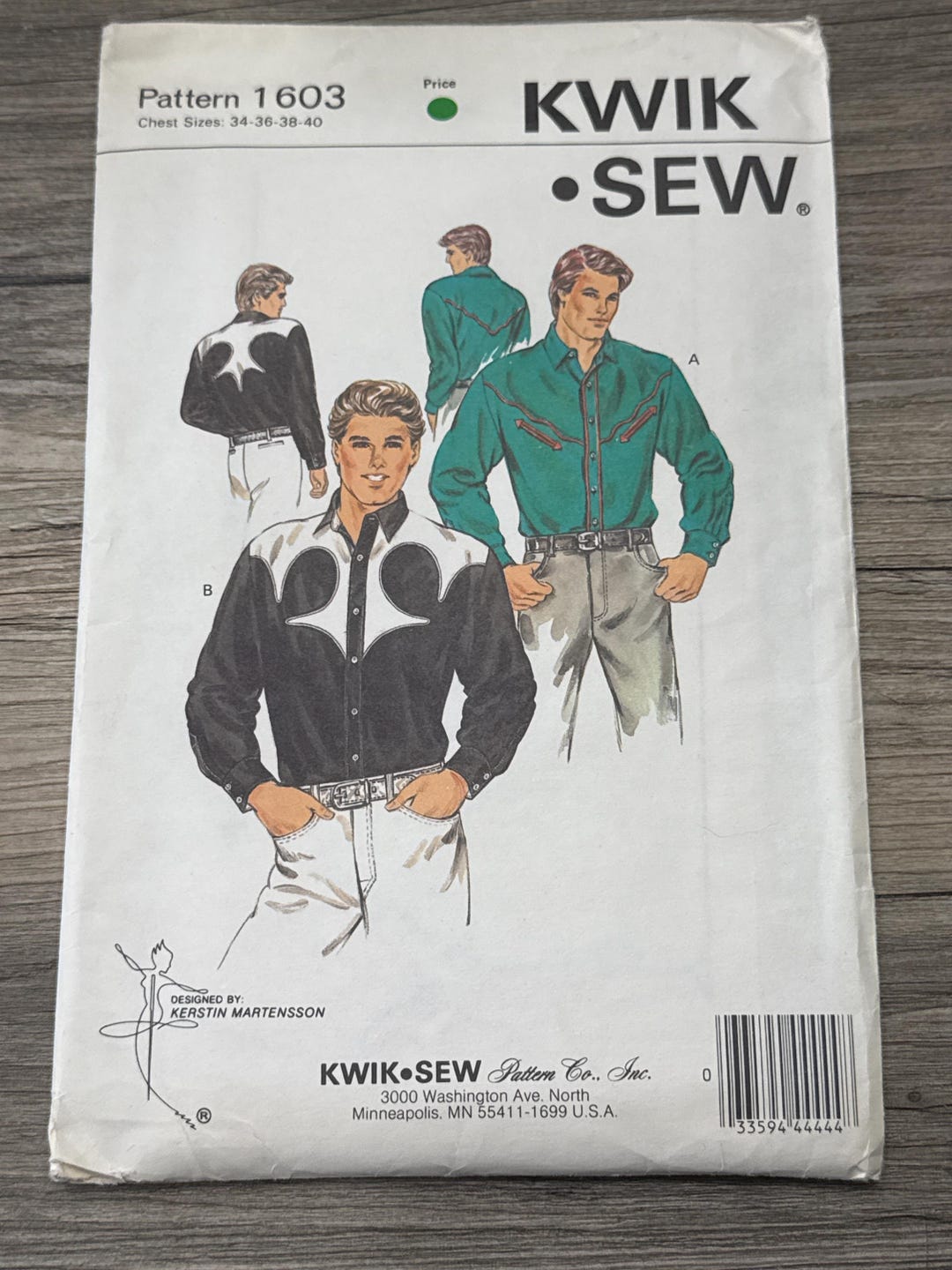 RARE 1980’s Kwik Sew Men's Sewing Pattern 1603 Mens Detailed Western ...