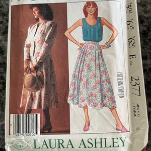 McCalls LAURA ASHLEY Sewing Pattern 2377 Misses 80’s Skirt, Camisole & Jacket Size 6 Uncut- Laura Ashley size 6 pattern