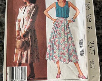 McCalls LAURA ASHLEY Schnittmuster 2377 Misses 80er Rock, Camisole & Jacke Größe 6 Uncut- Laura Ashley Größe 6 Schnittmuster